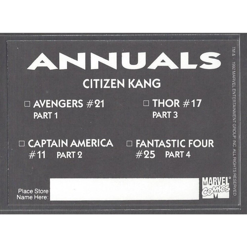 1992 Marvel Comics ANNUALS CITIZEN KANG Promo Card 6 - Picture 2 of 2